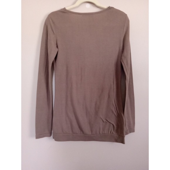 patty boutik Women Brown Ruch Button Waterfall Neck Longsleeve Top Size‎ M - Picture 7 of 8